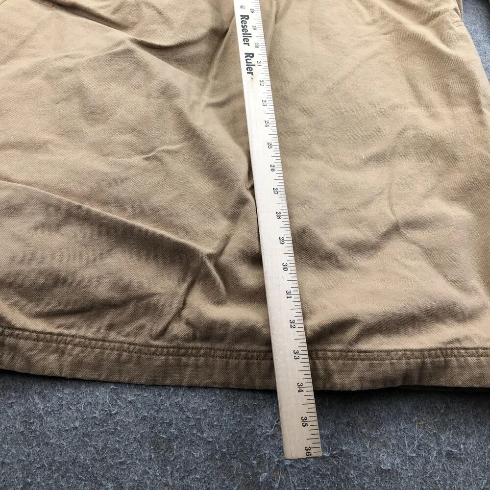 L.L. Bean Coat Mens Large Tall Beige Canvas Button Plaid Lined Outdoor Hiking